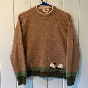 Woolrich Lambs Wool Crewneck Sweater Sheep Lamb Motif Tight Knit Size Medium